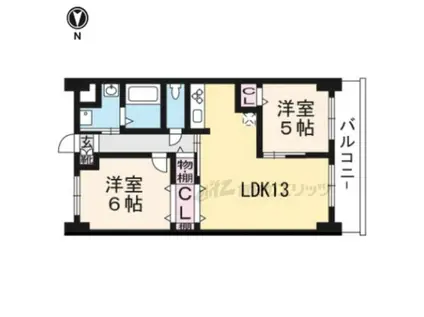 グランヒル西京極(2LDK/6階)の間取り写真