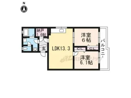 クレセール里内(2LDK/2階)の間取り写真