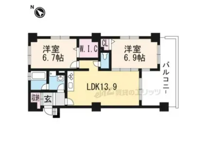 エバー・グリーン宇治(2LDK/2階)の間取り写真