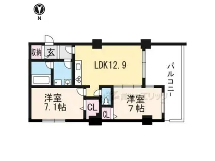 エバー・グリーン宇治(2LDK/5階)の間取り写真