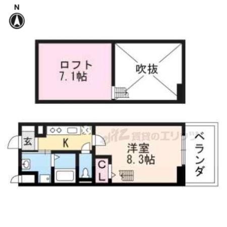 ボヌールアヴニール(1K/3階)の間取り写真