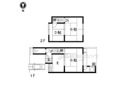 京阪電気鉄道京阪線 中書島駅 徒歩11分 2階建 築55年(3DK)の間取り写真