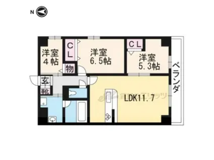 セントリヴィエ二条(3LDK/3階)の間取り写真