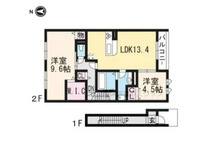 コスモパレス(2LDK/2階)の間取り写真
