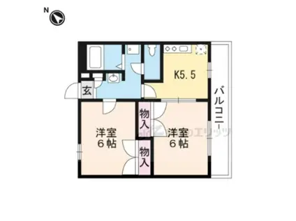 レオパレスリバーコート(2DK/1階)の間取り写真