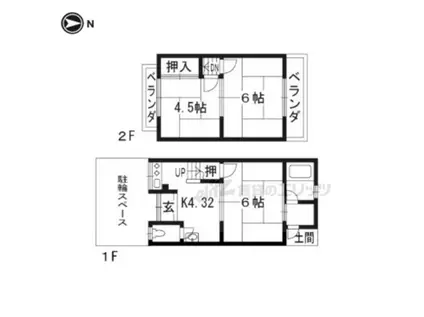 阪急電鉄京都線 西京極駅 徒歩12分 2階建 築57年(3DK)の間取り写真