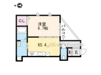 ファミール西村(1DK/1階)の間取り写真