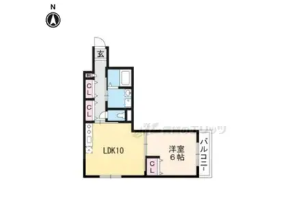 コンフォール西院(1LDK/2階)の間取り写真