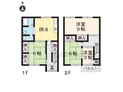 叡山電鉄 修学院駅 徒歩10分 2階建 築41年(4DK)の間取り写真