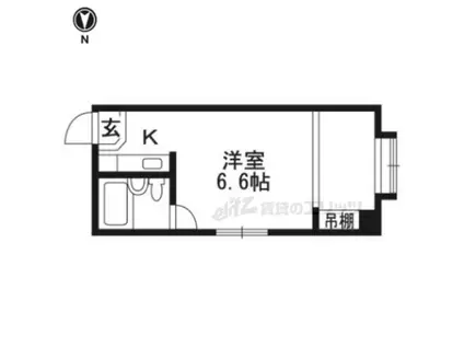 京都市烏丸線 北大路駅 バス乗車時間：10分 御園口町バス停で下車 徒歩1分 3階建 築47年(ワンルーム/2階)の間取り写真