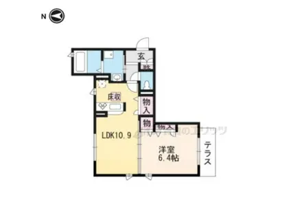 マンション茶山(1LDK/1階)の間取り写真
