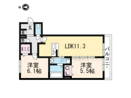 メゾン・ド・バドウ南館(2LDK/2階)の間取り写真