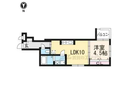 PRIMO堀川東(1LDK/3階)の間取り写真