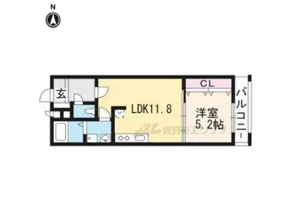 PRIMO堀川東(1LDK/2階)の間取り写真
