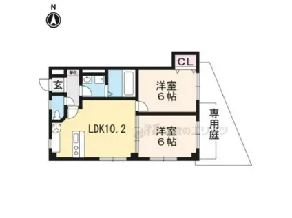 グランスクエア篠(2LDK/1階)の間取り写真