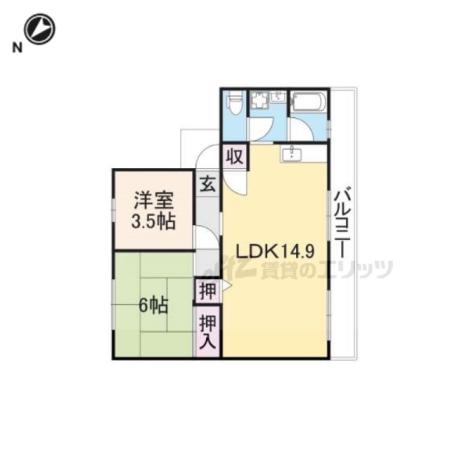 金ヶ森ハイツ(2LDK/2階)の間取り写真