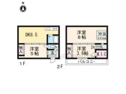 京都市烏丸線 五条駅(京都市営) 徒歩8分 2階建 築47年(3DK)の間取り写真