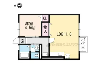 葉山ハイツ(1LDK/2階)の間取り写真
