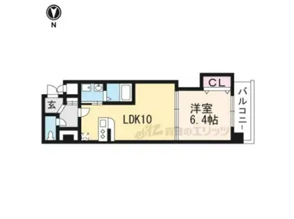 LUXE中書島(1DK/3階)の間取り写真