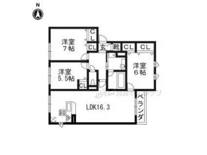 リアンファミリアル棟(3LDK/1階)の間取り写真