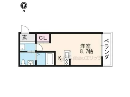 KYOTO HOUSE桂川(ワンルーム/3階)の間取り写真