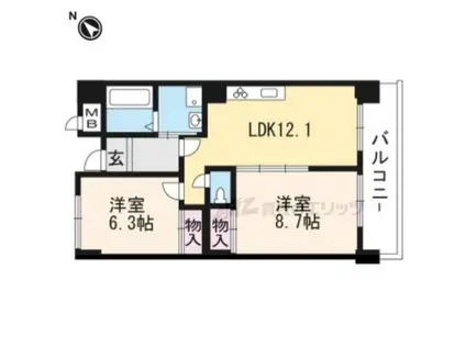 サン・グリーン・ハウス(2LDK/4階)の間取り写真