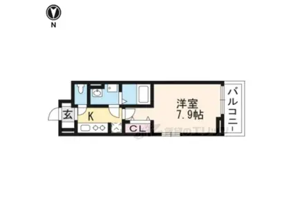 ブレヴィエ(1K/3階)の間取り写真