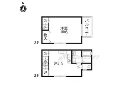京福嵐山本線 嵐電天神川駅 徒歩22分 3階建 築20年(1LDK)の間取り写真