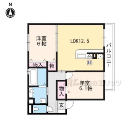 ボヌール・メゾン(2LDK/2階)の間取り写真
