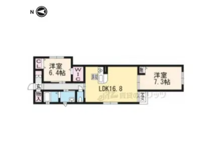 シャーメゾン湖都(2LDK/1階)の間取り写真