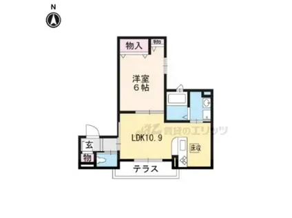 エトワール西院(1LDK/1階)の間取り写真