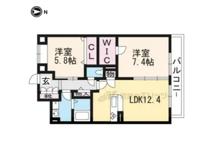 ハープアベニュー長岡京(2LDK/3階)の間取り写真