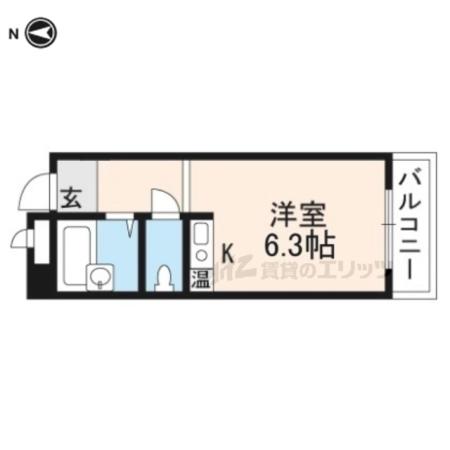 クッキィー石山寺(ワンルーム/3階)の間取り写真