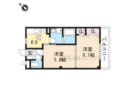 サンロイヤル(2K/1階)の間取り写真