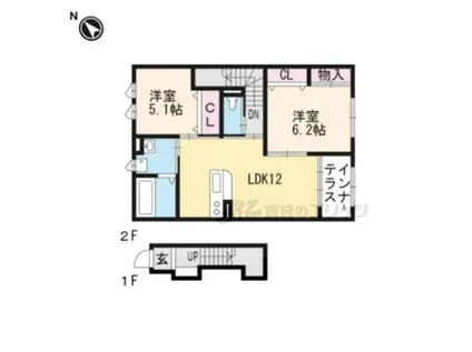 グリーンベル(2LDK/2階)の間取り写真