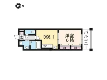 ラガール(1DK/2階)の間取り写真