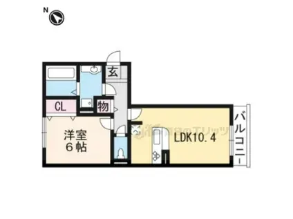 ティーガーデンレジデンス(1LDK/1階)の間取り写真