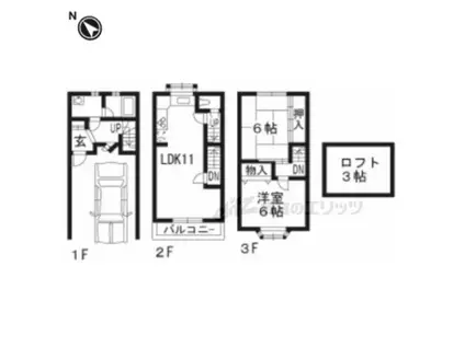 奈良線 六地蔵駅(ＪＲ) 徒歩7分 3階建 築32年(2LDK)の間取り写真