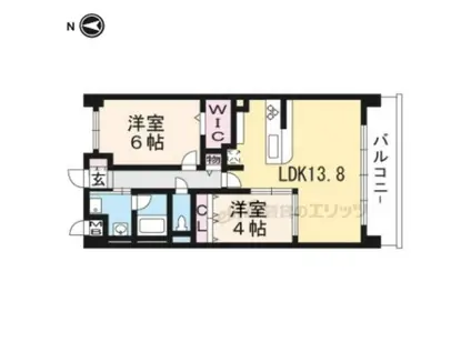 プルミエール朱雀(2LDK/2階)の間取り写真