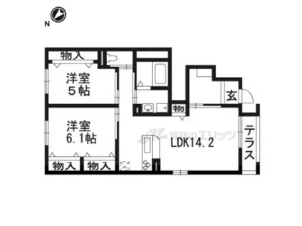 レゾンデートル(2LDK/1階)の間取り写真