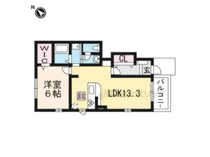 ルガルボニート (1LDK/1階)の間取り写真