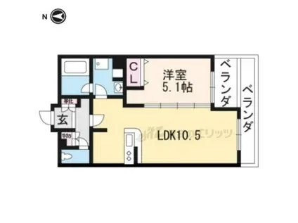 ヴィラ聖護院(1LDK/2階)の間取り写真