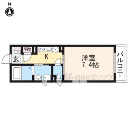 シャーメゾン深草(1K/2階)の間取り写真