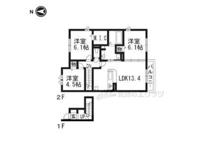アルブル B棟(3LDK/2階)の間取り写真