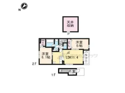 VILLETTA (2LDK/2階)の間取り写真