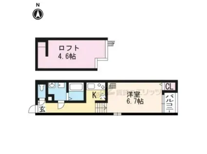 ハーモニーテラス大宅御供田町(1K/1階)の間取り写真