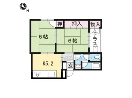 マンションかどわき(2DK/1階)の間取り写真