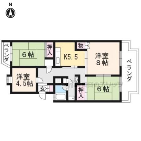 ジャデーン桂(4DK/2階)の間取り写真