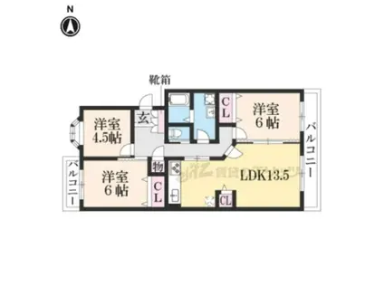 ジャデーン桂(3LDK/3階)の間取り写真