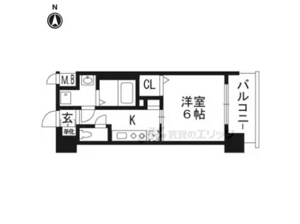 アクアプレイス京都西院(1K/4階)の間取り写真